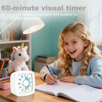Visual Timer for Kids & Adults, 60 Minute Rainbow Countdown Timer, Time Management Tool for Classroom, Home, Kitchen, Office, School (Green-Round-Rainbow)