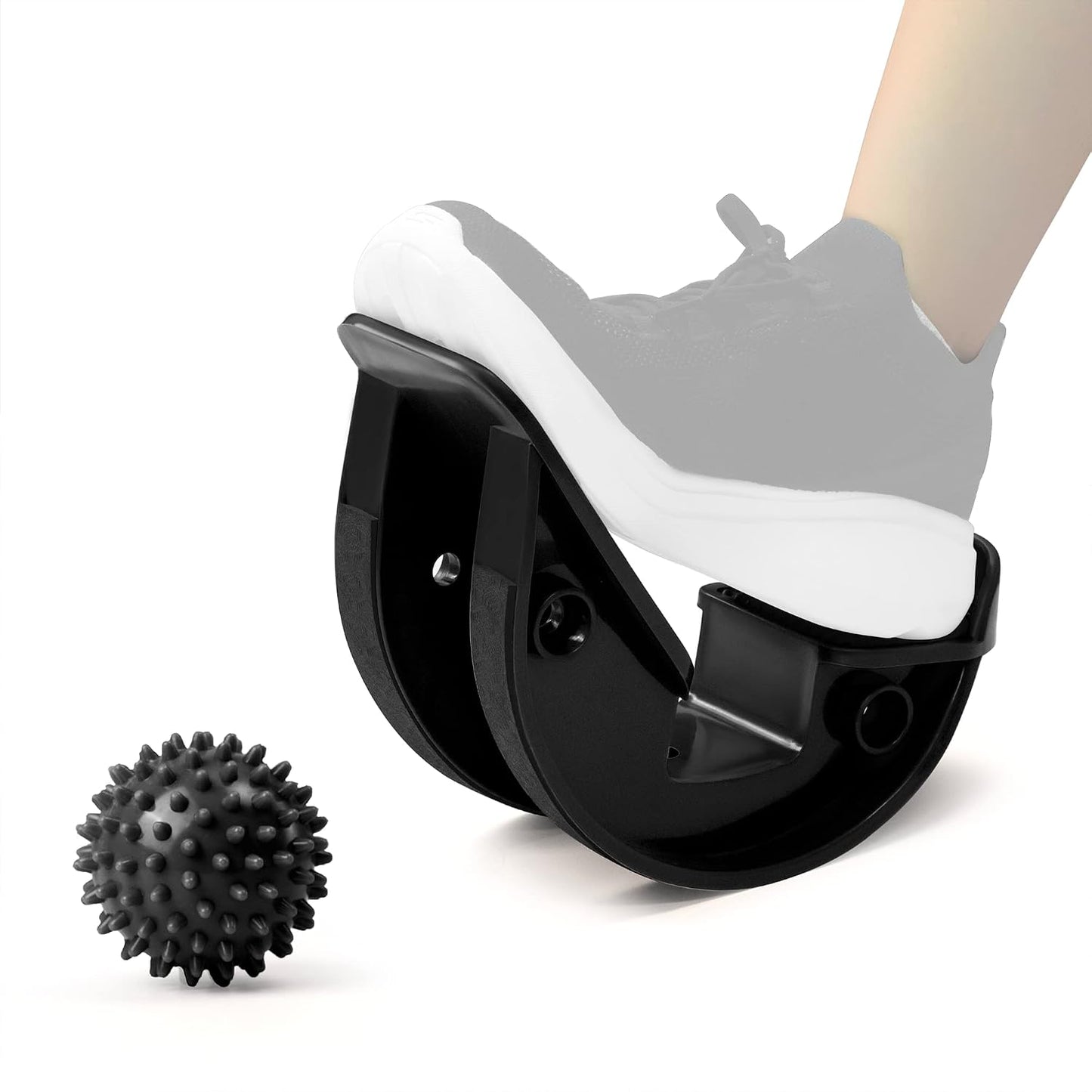 Foot Rocker with Spiky Ball, Calf Stretcher for Plantar Fasciitis Relief, Achilles Tendonitis Relief, Shin Splint Relief, Ankle Stretcher, Achilles Stretcher Improving Flexibility - Black
