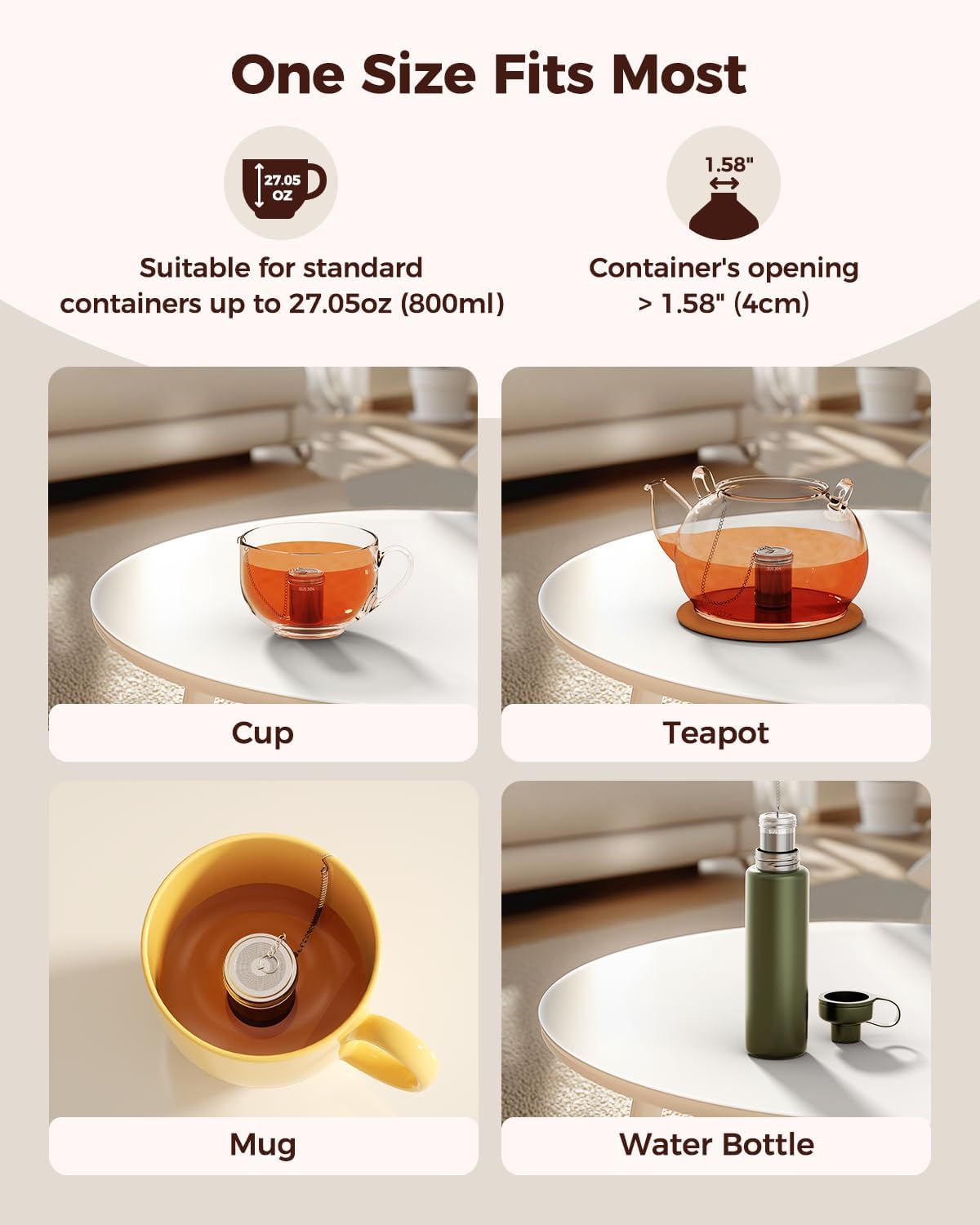 2 Pack Reinmoson Large Tea Infuser for Loose Tea & Spice Infuser for Cooking, 2.1” x 2.9” Extra Fine Mesh Large Tea Strainers, 304 Stainless Steel Loose Leaf Tea Steeper for Black Tea, Rooibos, etc
