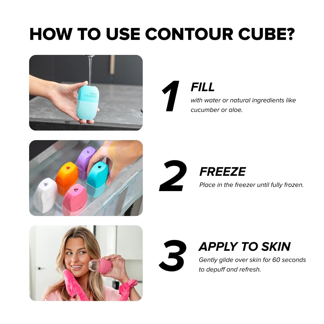 Contour Cube Original - Ice Roller for Sculpting & De-Puffing - Face Ice Roller & Massager with BPA-Free Silicone - Ice Mold for Face - Skin Care Tools for Daily Skincare (180ml) - Marble
