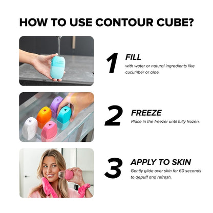 Contour Cube Original - Ice Roller for Sculpting & De-Puffing - Face Ice Roller & Massager with BPA-Free Silicone - Ice Mold for Face - Skin Care Tools for Daily Skincare (180ml) - Marble