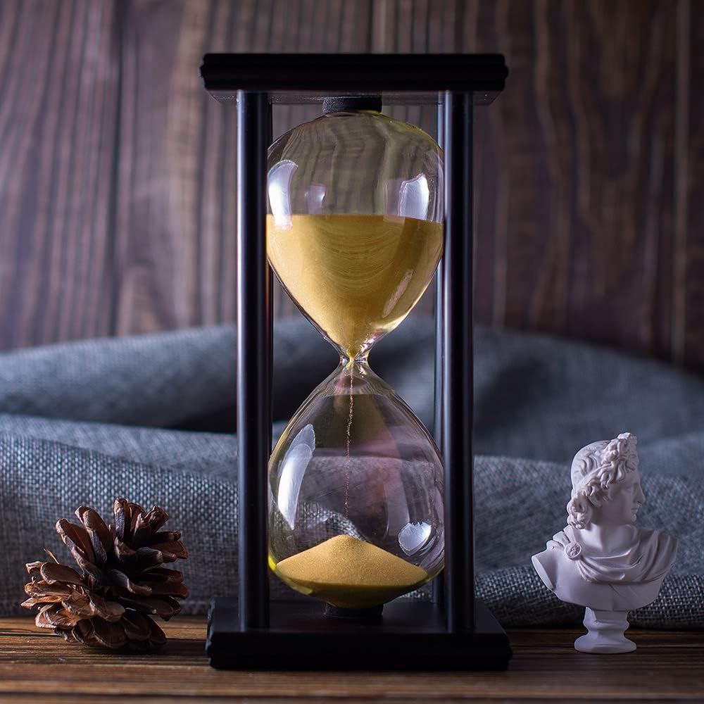 BELLAWARE Hourglass Timer with Red Sand, 60 Minute Wooden Sand Timer | Creative Handcraft Decoration