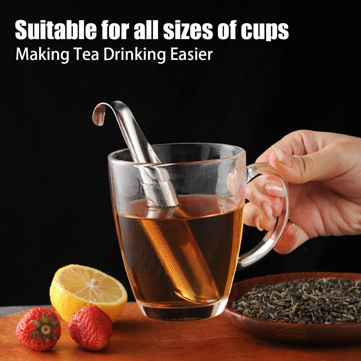 2 Pack Tea Infusers, Extra Fine Mesh Tea Strainer for Loose Tea, Stainless Steel Long Handle Tea Steeper Diffuser for Leaf Tea, Coffee, Spices, Seasonings