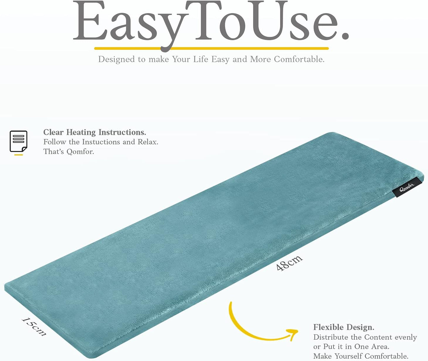 Qomfor - Microwavable Heating Pad - Blue Green - Lavender Scented Heat Pack - Therapeutic Heat Wrap for Neck, Shoulders & Period Cramps Pain Relief - Reusable Hot/Cold Therapy Bag