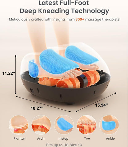 RENPHO Full Foot Massager Machine, 2026 Upgraded Shiatsu Foot Massager with Heat, FSA Eligible HSA Store Eligible, Plantar Fasciitis Massager, Birthday Gifts for Women Mom Men Dad, Fits Up to Size 13