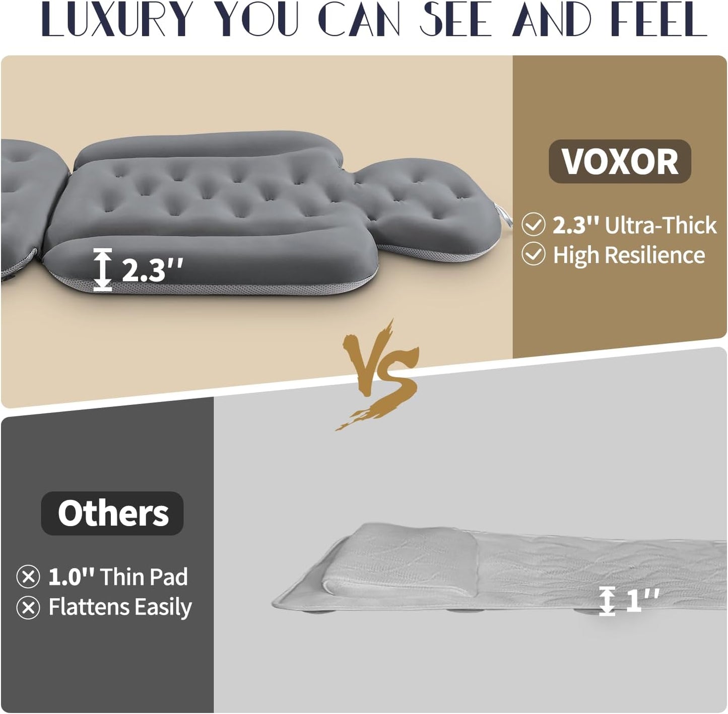 Full Body Bath Pillow for Bathtub, Thick Bathtub Cushion, Luxury Tub Pillow for Bath for Headrest Neck and Back Support White 51" x 16"
