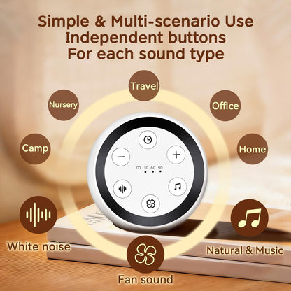 Sound Machine Baby Patter for Sleeping Cute White Noise Machine for Baby Kids Adults with 32 Soothing Sounds 32 Volume Levels Brown Noise Machine with 4 Timer Memory Funtion for Travel Office Privacy