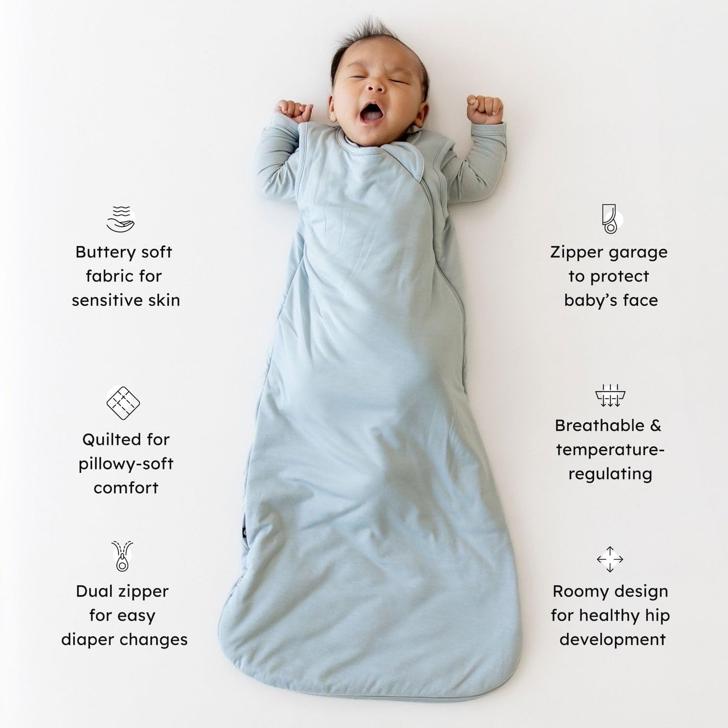 KYTE BABY Sleep Bag 1.0 TOG, Rayon Made From Bamboo Wearable Blanket, Dual Zipper For Infants And Toddlers Nursery Essentials