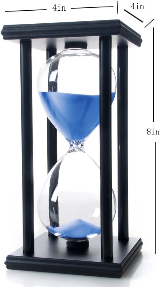 60 Minutes Hourglass, Wood Sand Timer, White | 4 x 4 x 8 inch Sand Clock