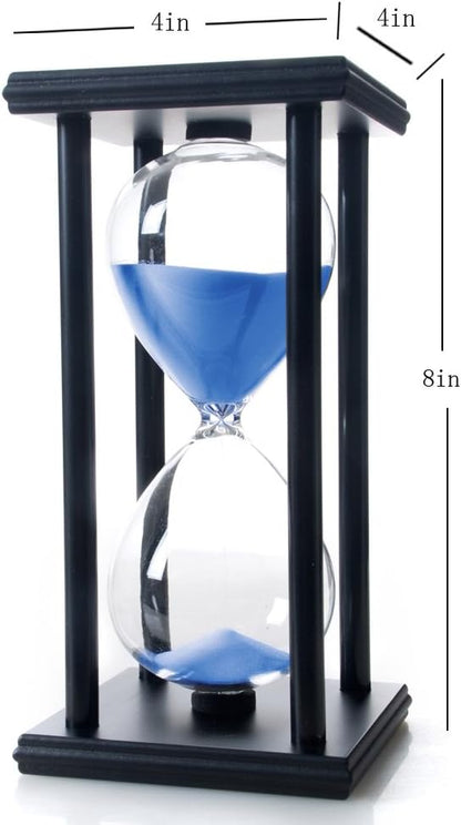 60 Minutes Hourglass, Wood Sand Timer, White | 4 x 4 x 8 inch Sand Clock