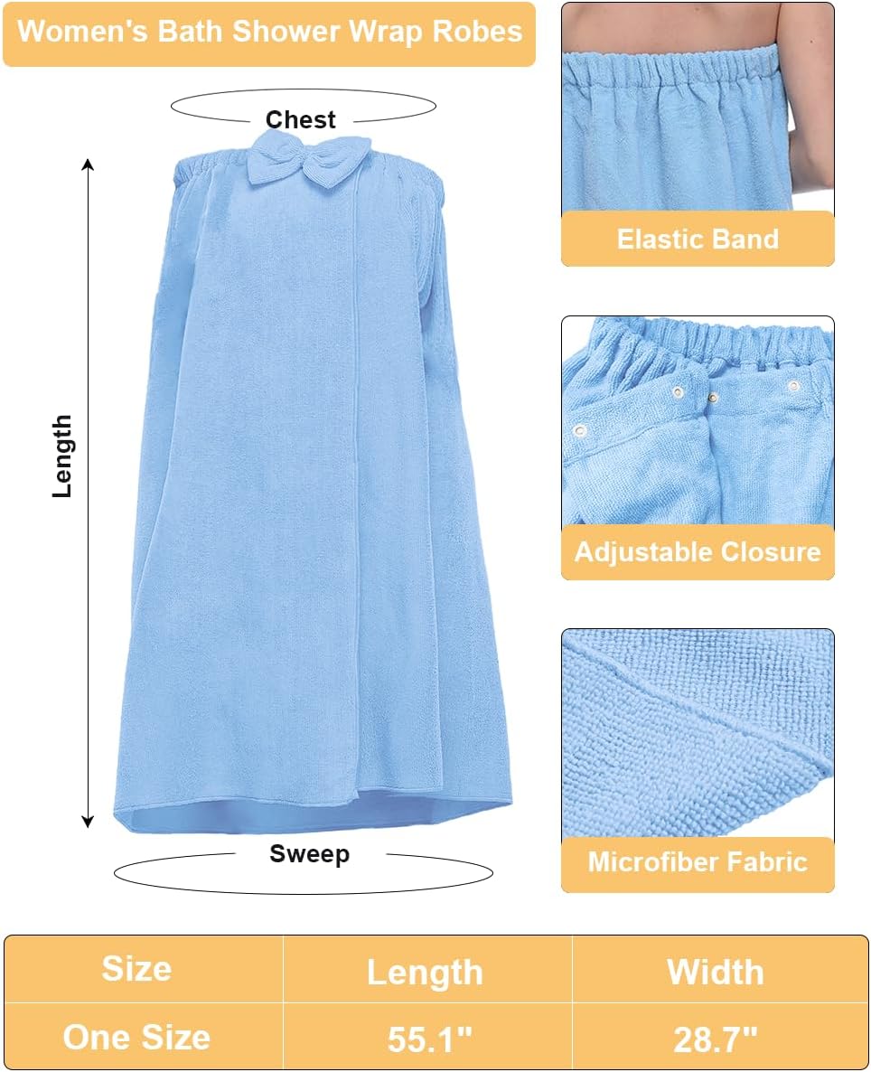 goodmansam Women's Shower Wrap Robes Spa Body Wrap Bathrobe Ultra Absorbent Cover up Towels