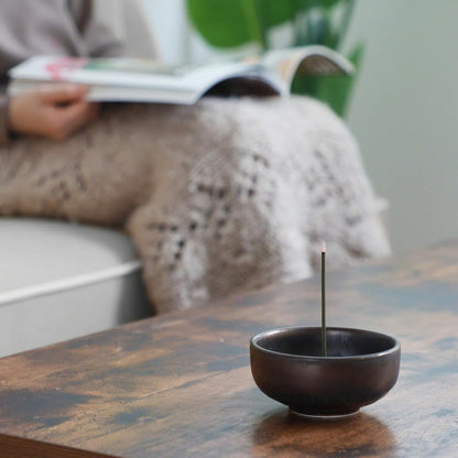 Asayu Japan Zen Incense Holder, 3.9in (100mm) Ceramic Incense Bowl