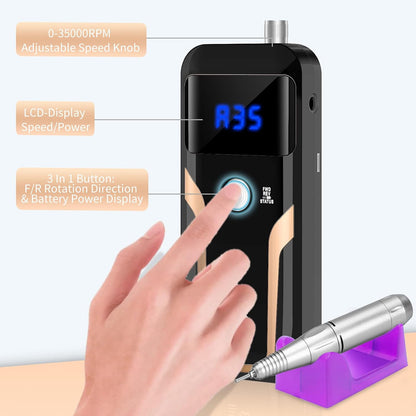 MOCOWIND Portable Nail Drill Professional 35000 RPM, Electric Nail E File