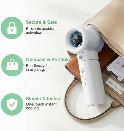 Handheld Turbo Misting Fan with LED Display & Safety Lock
