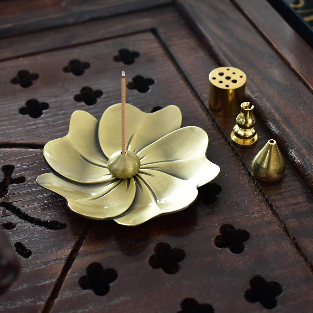 Incense Burner, Copper Incense Holder Cone Holder Gourd Incense Burner for Joss Stick, Tower Incense, Incense Coil (3 Styles)