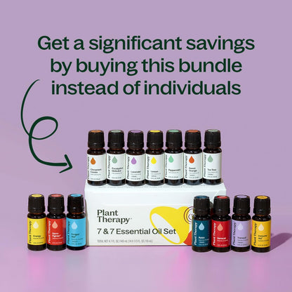 Plant Therapy 7 & 7 Essential Oils Set, 7 Most Popular Single Essential Oils Plus 7 Favorite Blends, Each 10 mL (1/3 oz), 100% Pure, Undiluted, Great for DIYs, Skincare and Essential Oil Diffusers