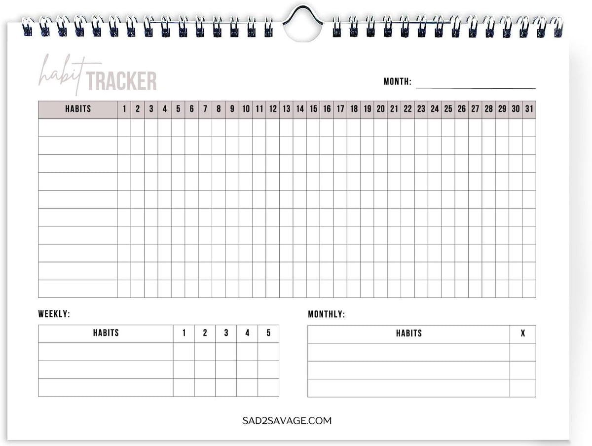SAD TO SAVAGE Habit Tracker by Shelby Sacco - Daily Habit Tracker Journal with Affirmations and Educational Material on the Habit Loop for Creating Habits to Improve Your Life