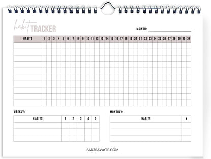 SAD TO SAVAGE Habit Tracker by Shelby Sacco - Daily Habit Tracker Journal with Affirmations and Educational Material on the Habit Loop for Creating Habits to Improve Your Life
