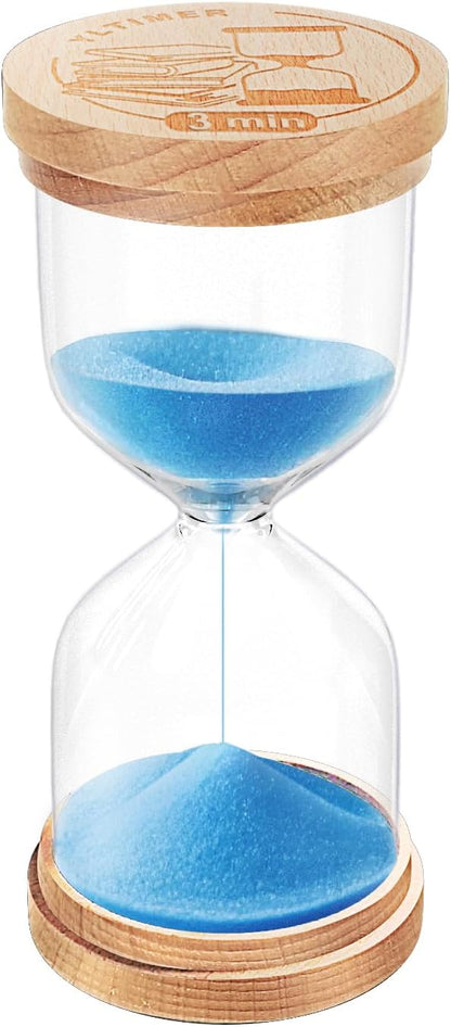 1 Minute Sand Timer, Wooden Sand Hourglass, Small Blue Hourglass, Sandglass Clock 1 Min for Classroom,Game,Decorative (Black)