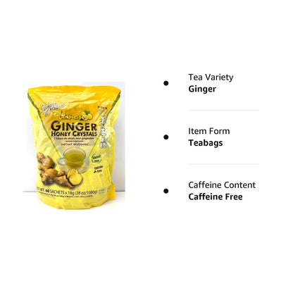 Prince of Peace Instant Ginger Honey Crystals with Lemon, 60 Sachets – Instant Hot or Cold Beverage – Easy to Brew – Drink Like a Tea – Caffeine and Gluten Free – Real Ginger