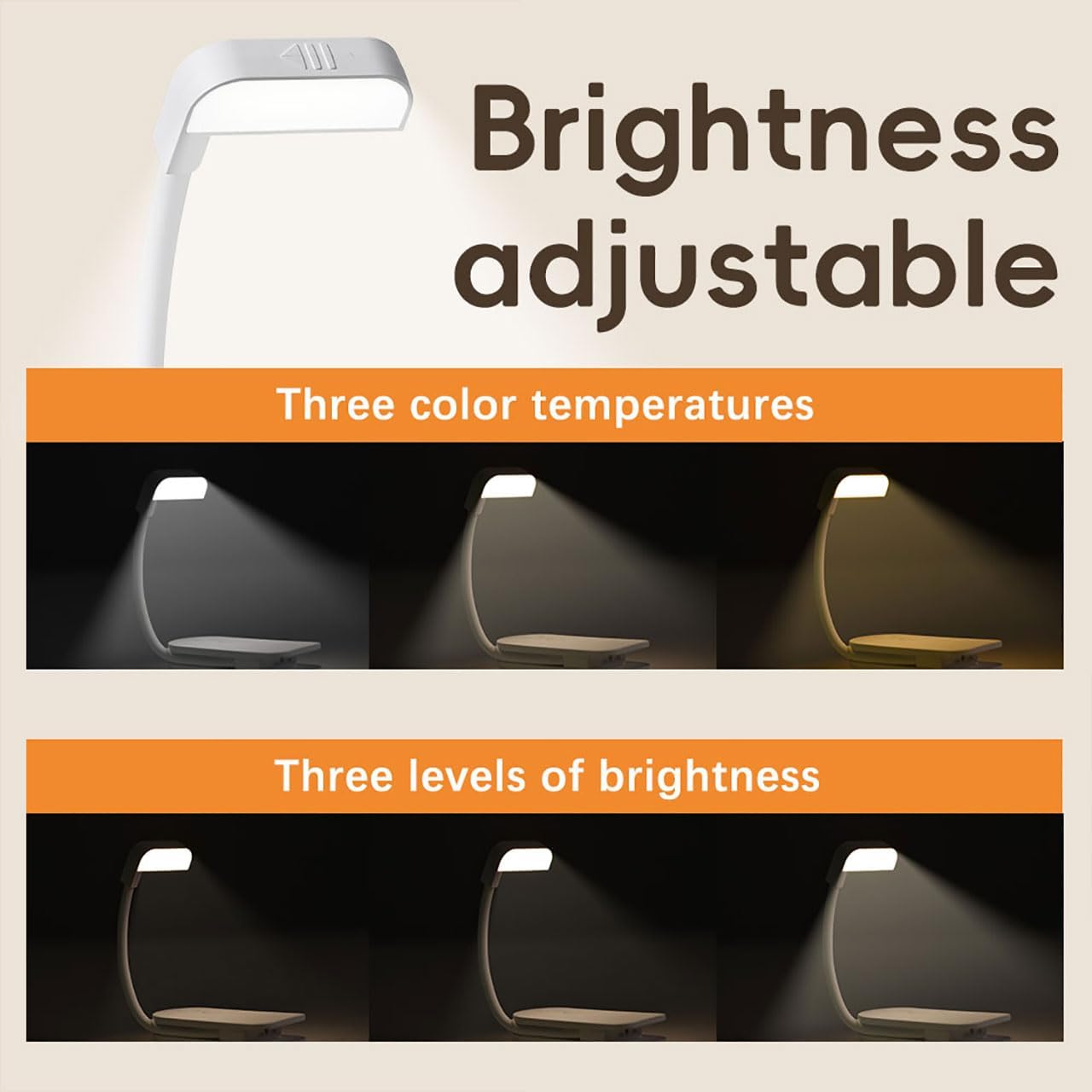 Portable LED Reading Lights, Eye Caring 3 Color Temperatures and Dimming Brightness Book Lights, Lightweight USB Rechargeable Clip-On Lamp for Book Lovers Night Reading (Black)