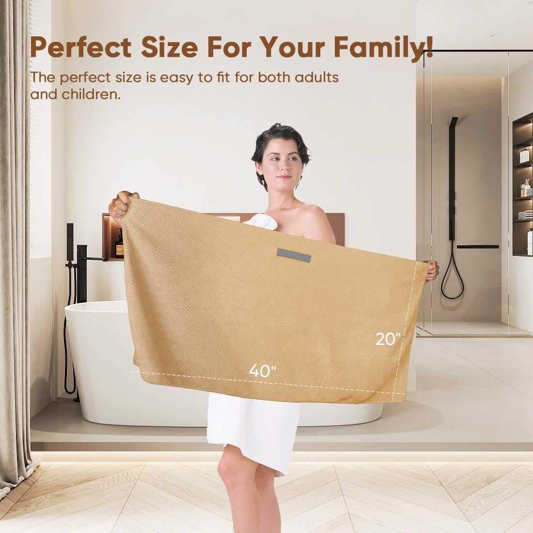 HOMEXCEL 5 Pack Microfiber Hair Towels - 40 x 20 inches Super Soft, Fast Drying Turbans for Long, Thick, Curly Hair - Anti Frizz Wrap with Elastic Strap