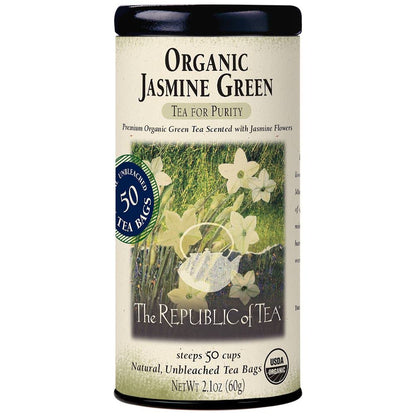 The Republic of Tea Organic Jasmine Green Tea, Low Caffeine, 50 Count