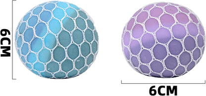 MEIEST 4 PCS Colorful Mesh Grape Stress Balls - Squeeze Color Change Fidget Toys for Stress Relief and Hand Exercise