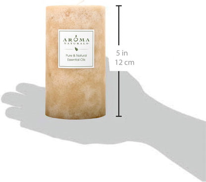 Aroma Naturals Essential Oil Orange and Lemongrass Scented Pillar Candle, Ambiance, 2.5 inch x 4 inch, Yellow
