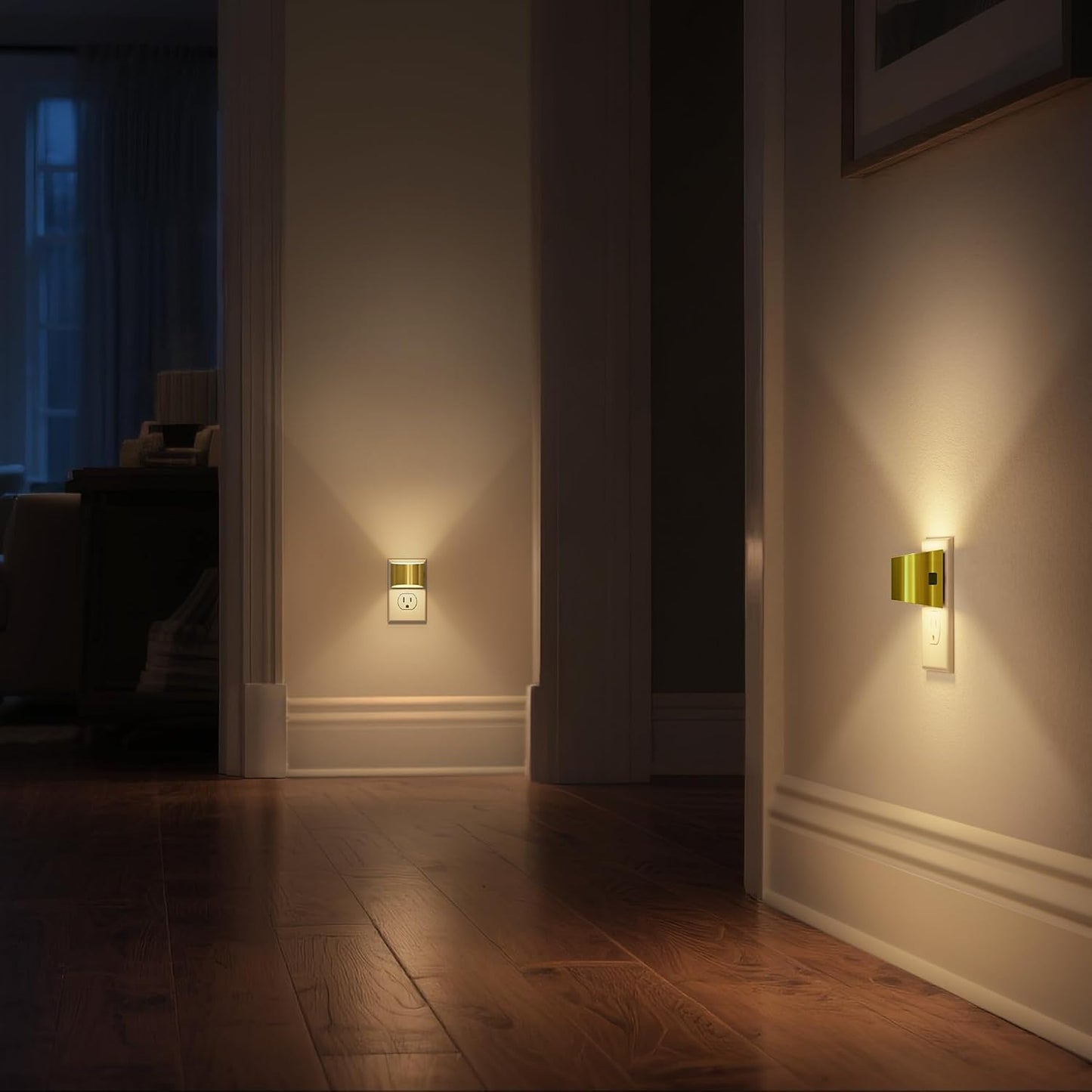 DORESshop LED Night Light[2 Pack], Night Lights Plug into Wall, 3 Level Brightness Adjustable Plug in Night Light, Dusk to Dawn Sensor, Nightlights for Adults, Bedroom, Bathroom, Hallway, Amber