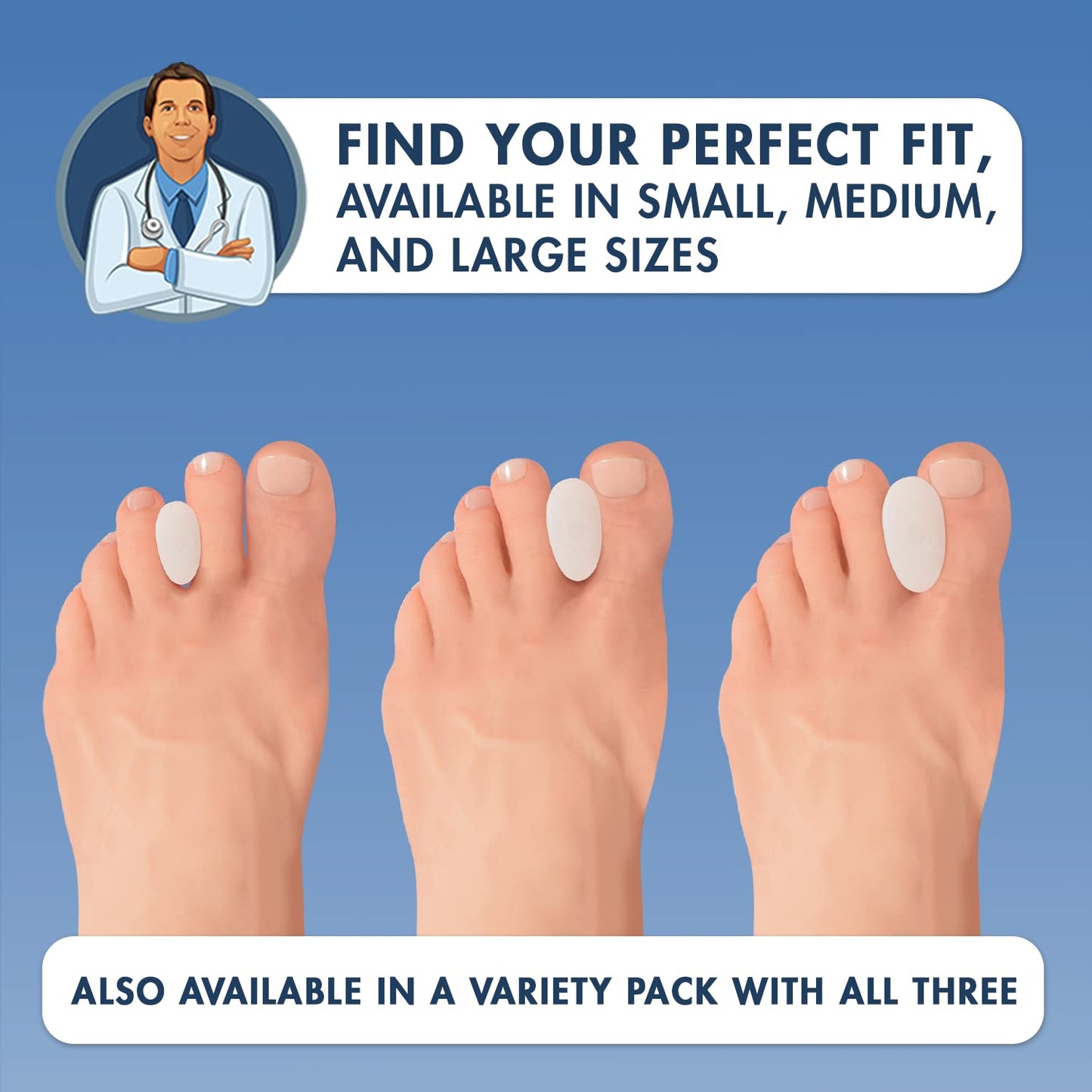 Dr. Frederick’s Original Gel Toe Separators - 6 ct - Soft Bunion Spacers for Overlapping Toes, Gentle Alignment & Foot Pain Relief - Toe Cushion Spacers for Women & Men - Washable & Reusable - Large