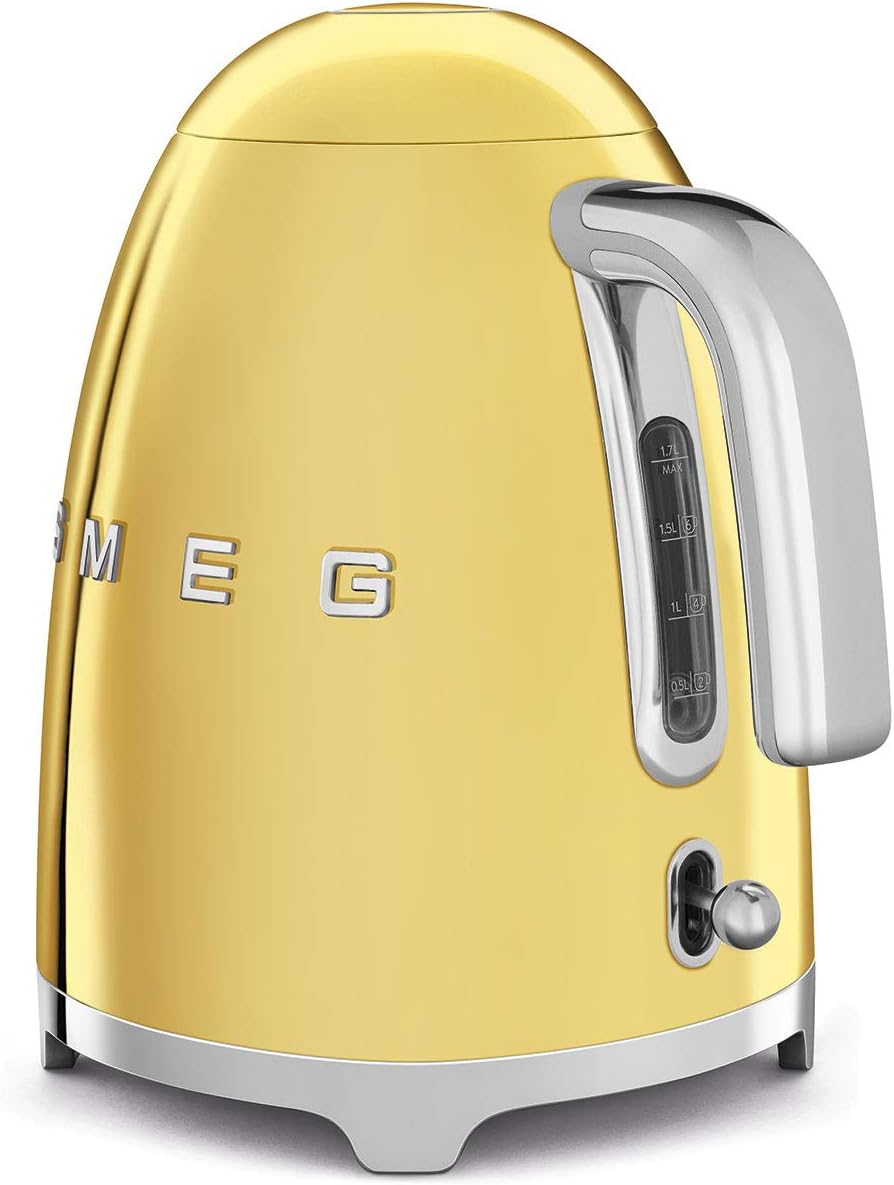 SMEG KLF03 Electric Kettle 1.7L (7 Cup), Retro Hot Water Boiler for Tea & Coffee, Fast Boiling, Auto Shut-Off, Soft Open Lid, 360° Swivel Base Countertop Kettle – Matte Champagne