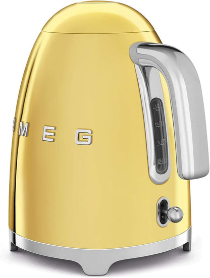 SMEG KLF03 Electric Kettle 1.7L (7 Cup), Retro Hot Water Boiler for Tea & Coffee, Fast Boiling, Auto Shut-Off, Soft Open Lid, 360° Swivel Base Countertop Kettle – Matte Champagne