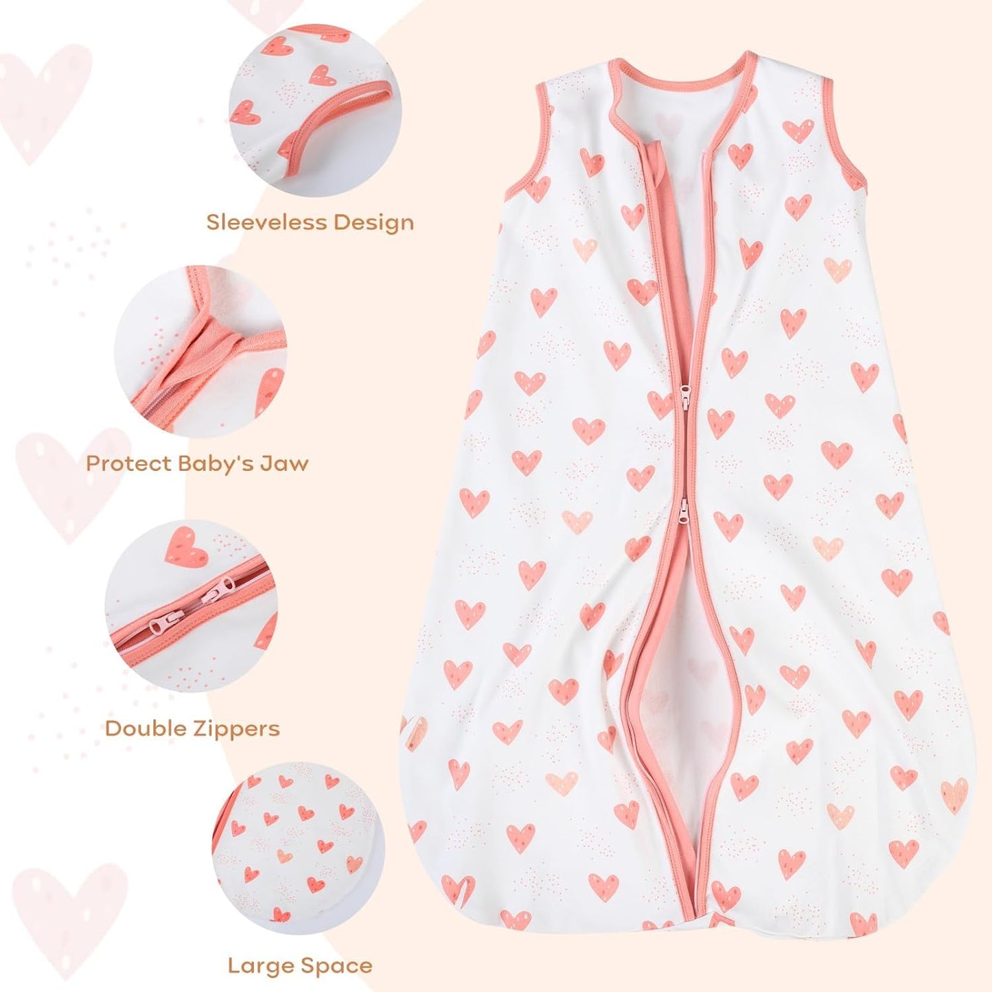 Yoofoss Baby Sleep Sack Baby Wearable Blanket 100% Cotton 2-Way Zipper Toddler Sleeping Sack