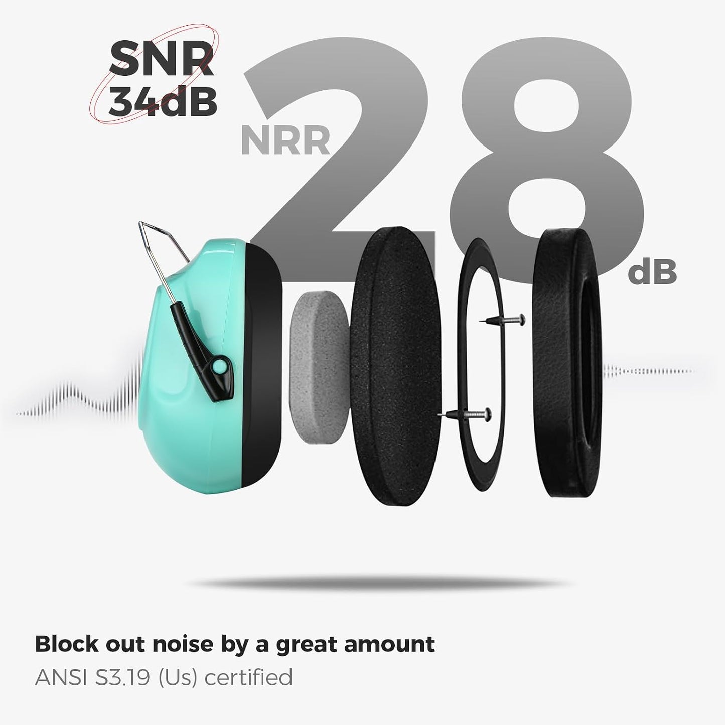ProCase NRR 28dB Noise Reduction Ear Muffs, Foldable Adjustable Passive Noise Cancelling Headphones for Adults Kids Autism, Hearing Protection for Shooting, Construction, Mowing, Studying -Black - Colors A