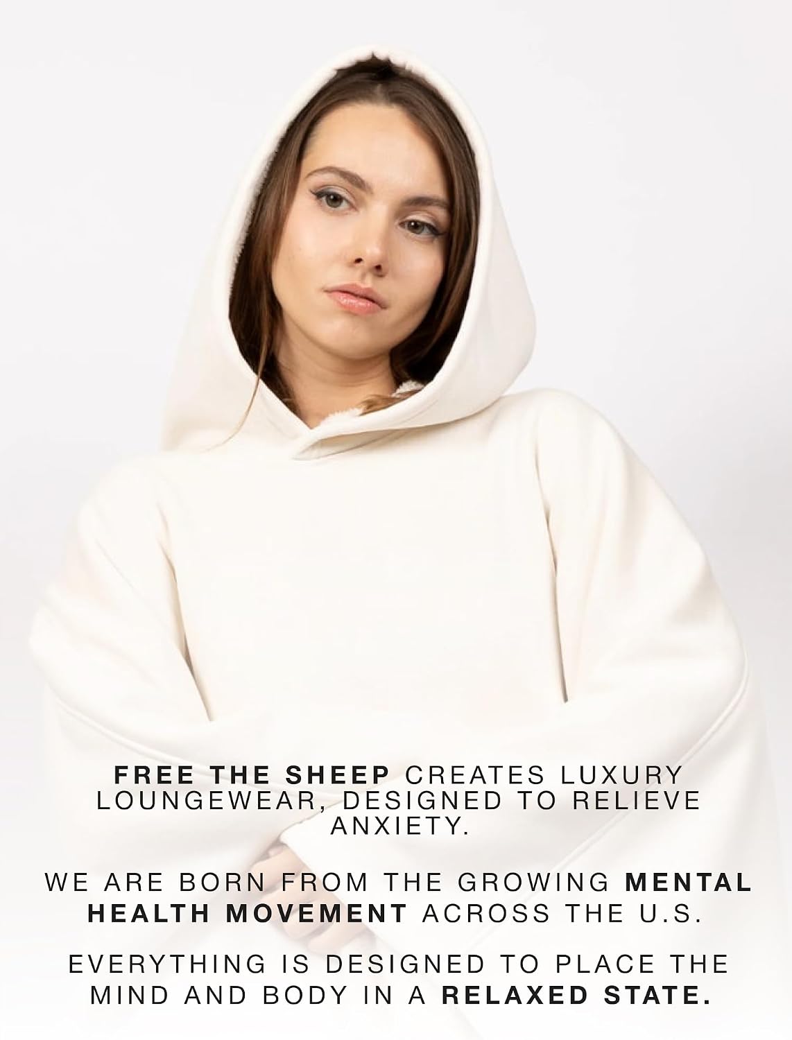 FREE THE SHEEP Eden Hoodie – Oversized Weighted Hoodie Cloak with Ultra-Soft Faux Fur Liner