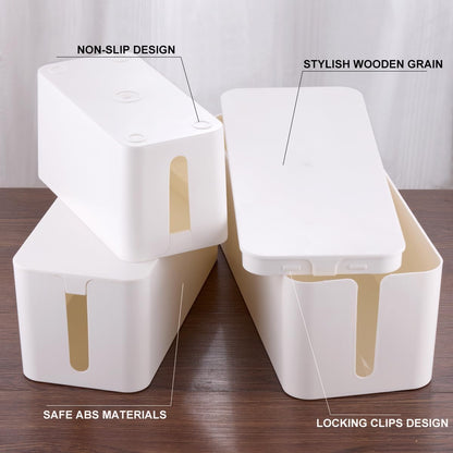 Tuwechen 3 Pack Cable Management Box, Cable Organizer Box to Hide Wires