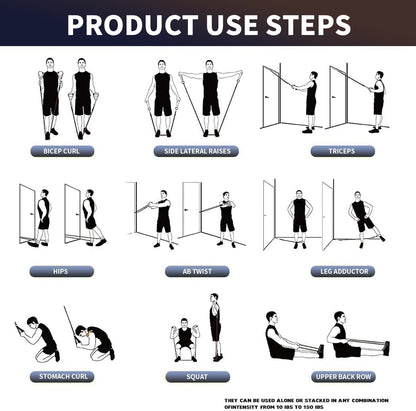 WHATAFIT Resistance Bands, Exercise Bands, Workout Bands with Handles, Door Anchor and Ankle Straps, 5 Resistance Levels Fitness Bands for Strength Training, Physical Therapy, and Home Gym Equipment