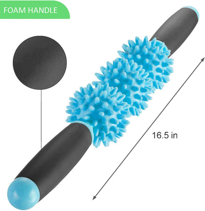 Coolife Fascia Muscle Roller - Cellulite Massager - Fascia Roller for Cellulite and Sore Muscles - Neck, Leg, Back, Body Deep Tissue Massage Stick Tools - 3 Balls Size Version
