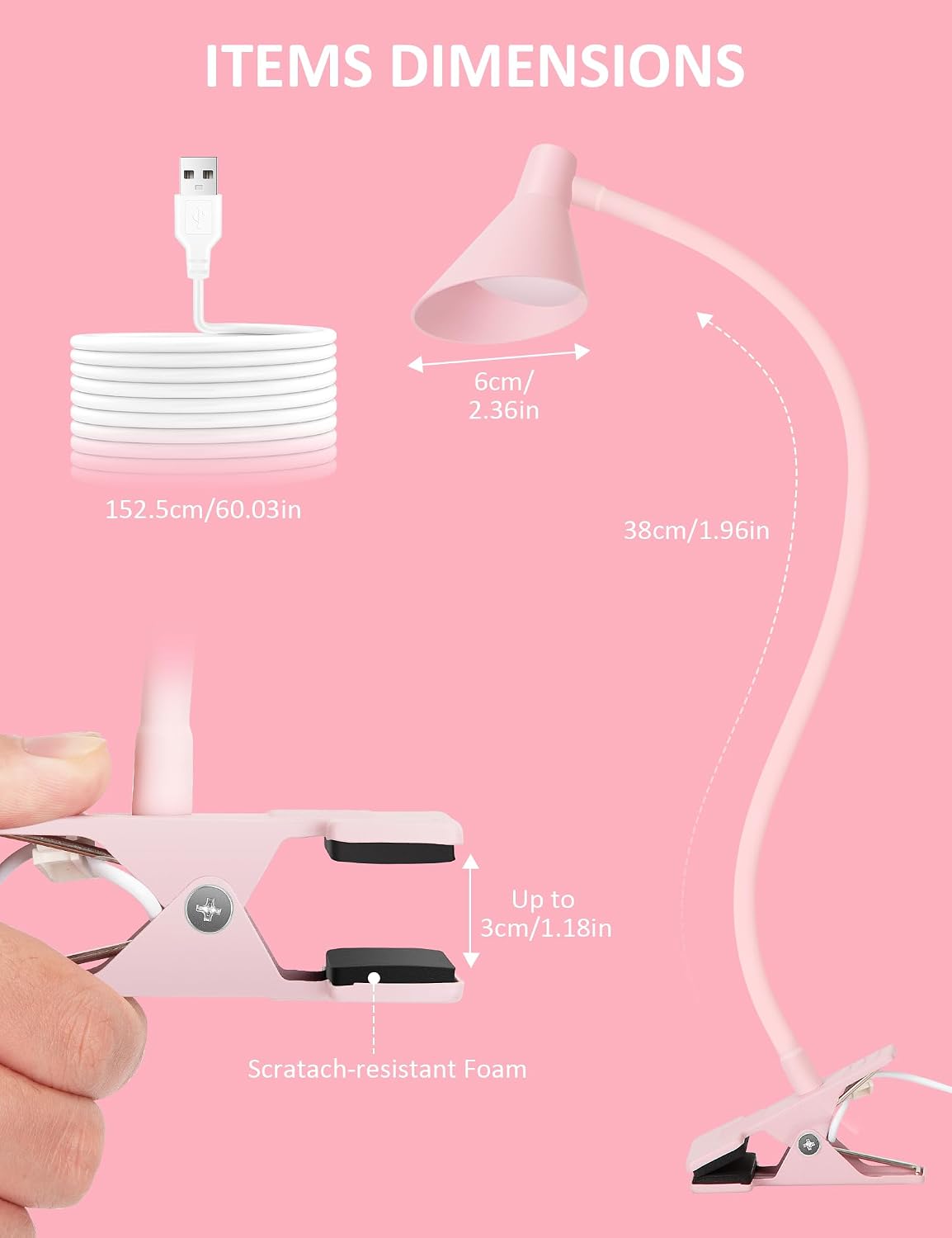 LiFMIRA Clip on Light USB Reading Light 3 Color Modes 10 Brightness Levels Eye Care Clamp Light Flexible Gooseneck Dimmable Reading Lamp Clip on Lamp for Bed Headboard Desk Bedside Dorm (Black)