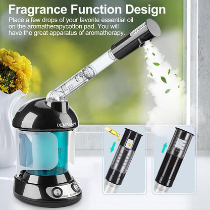 DENFANY Facial Steamer with Ozone Extendable 360° Arm - for Home or Salon