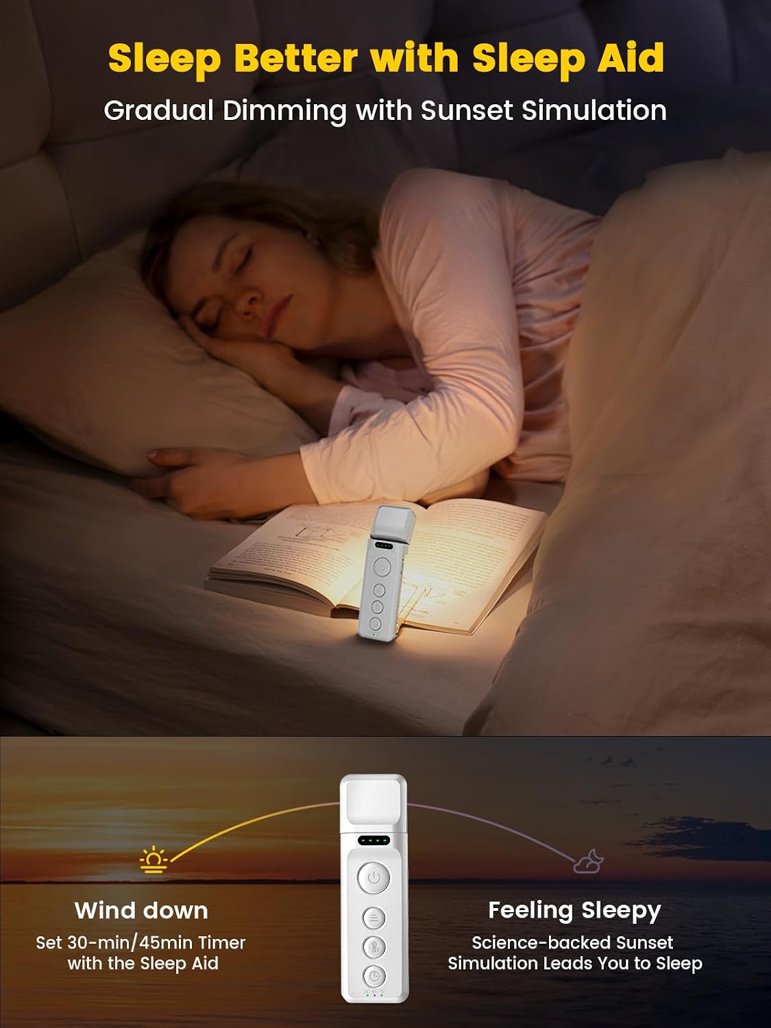 Glocusent 14 LED Book Light for Reading in Bed, USB-C Rechargeable | Eye-Caring Clip On Book Light, 3 Colors & 5 Brightness, USB-C Charging, Bed Reading, Auto-Off Timer, Travel Lock, Book Lovers