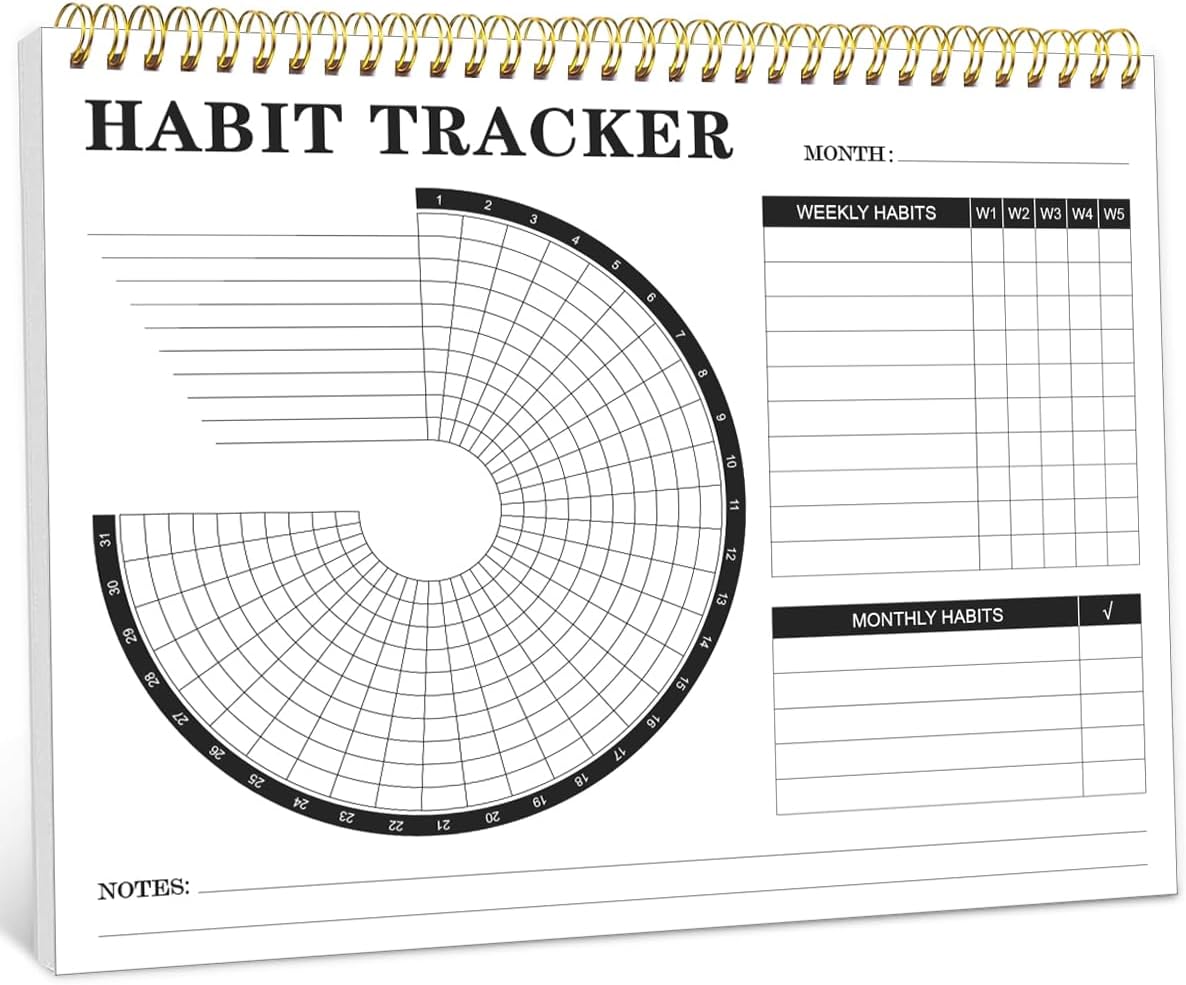 Habit Tracker Calendar - Daily, Weekly, and Monthly Habit Tracker Journal and Goal Board, Undated Habit Wall Calendar for Productivity & Goal Setting, 8" x 10"