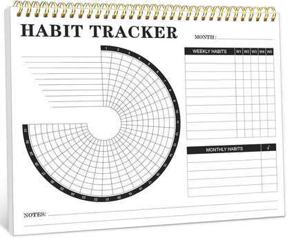 Habit Tracker Calendar - Daily, Weekly, and Monthly Habit Tracker Journal and Goal Board, Undated Habit Wall Calendar for Productivity & Goal Setting, 8" x 10"