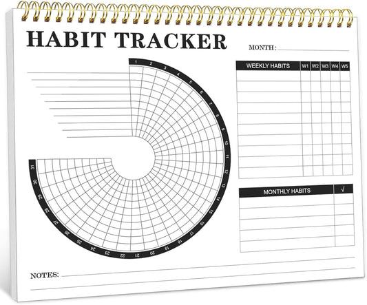 Habit Tracker Calendar - Daily, Weekly, and Monthly Habit Tracker Journal and Goal Board, Undated Habit Wall Calendar for Productivity & Goal Setting, 8" x 10"