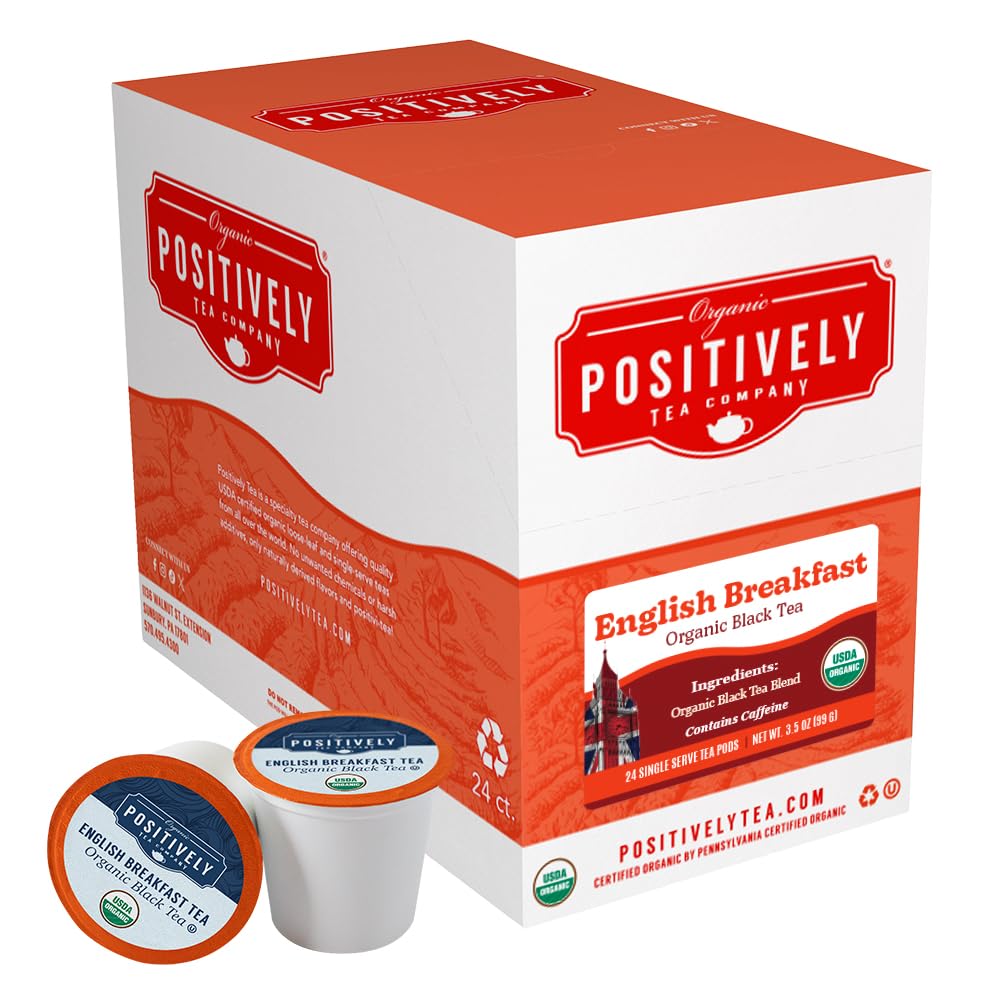 Positively Tea, Organic English Breakfast Tea, K-Cup® Compatible, 24 Pods