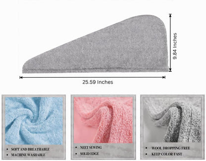 KELVO Microfiber Hair Towel Wrap for Women-Pack of 3, 350 GSM Super Absorbent Quick Dry Hair Turban Anti-Frizz Head Wrap for Curly, Long & Thick Hair Soft Hair Drying Towel (Checkered, Mixed Color)