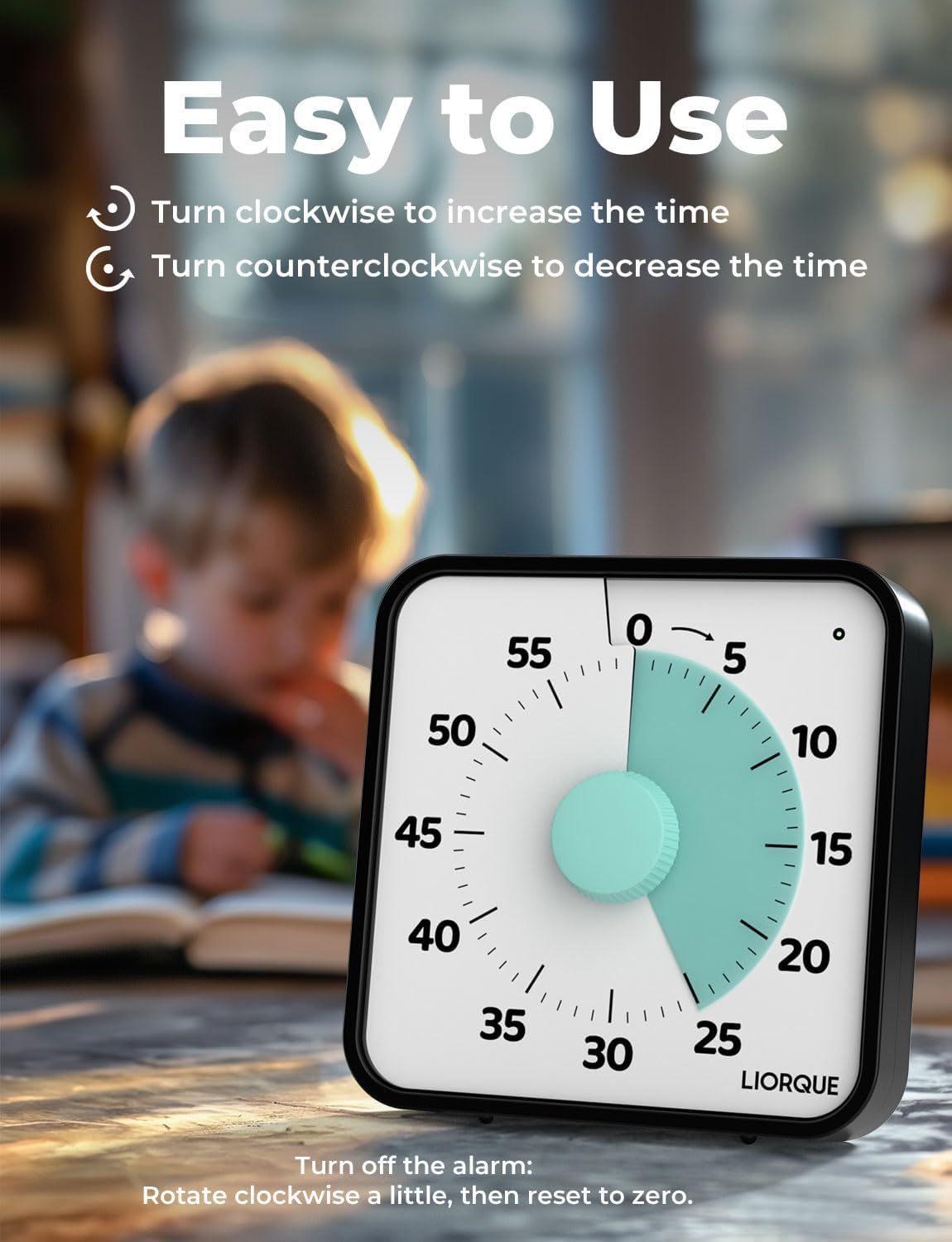 LIORQUE 7.5-Inch Large Visual Timer, 60-Minute Classroom Timer Magnetic