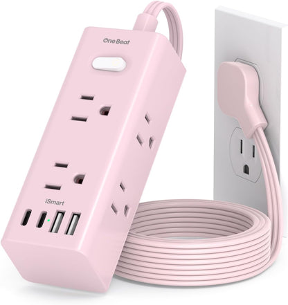 One Beat 10Ft Extension Cord with Multiple Outlets,Flat Plug Power Strip