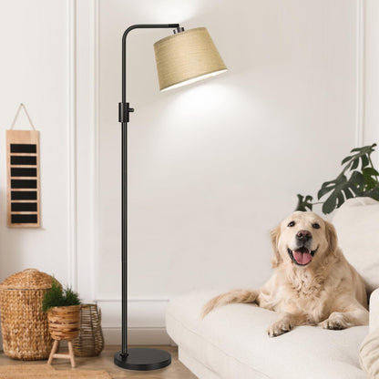 【Upgraded】 Dimmable Floor Lamp, 1000 Lumens LED Edison Bulb Included, Arc Floor Lamps for Living Room Modern Standing Lamp with Linen Shade, Tall Lamp for Bedroom Office Dining Room- Black